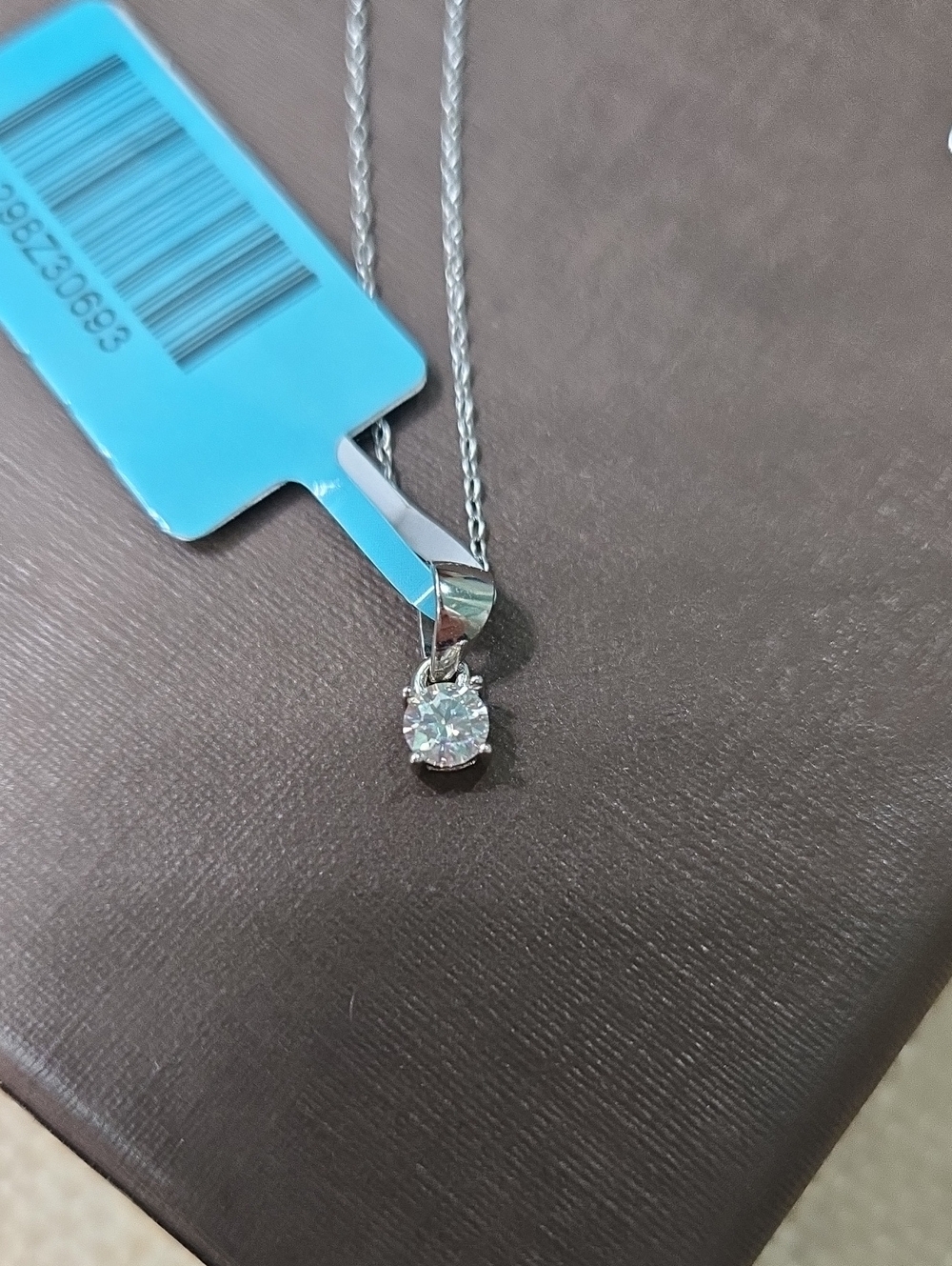 Sterling Silver Solitaire CZ Pendant Necklace - White